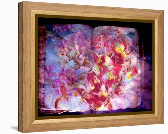 Photomontage of Flowers and Heart on an Old Book-Alaya Gadeh-Framed Premier Image Canvas