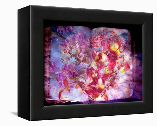 Photomontage of Flowers and Heart on an Old Book-Alaya Gadeh-Framed Premier Image Canvas