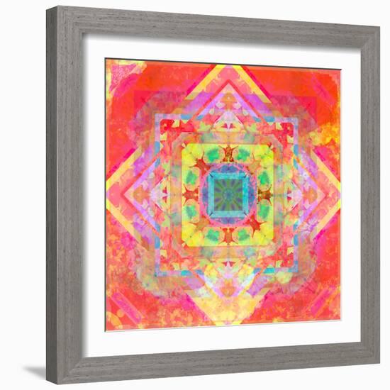 Photomontage of Geometrical Samples with Flowers, Conceptual Layer Work-Alaya Gadeh-Framed Photographic Print