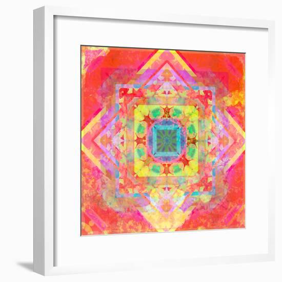 Photomontage of Geometrical Samples with Flowers, Conceptual Layer Work-Alaya Gadeh-Framed Photographic Print