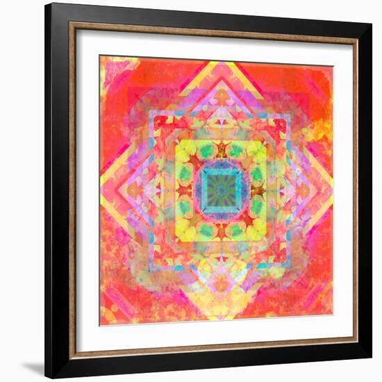 Photomontage of Geometrical Samples with Flowers, Conceptual Layer Work-Alaya Gadeh-Framed Photographic Print