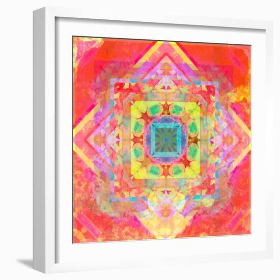 Photomontage of Geometrical Samples with Flowers, Conceptual Layer Work-Alaya Gadeh-Framed Photographic Print