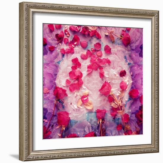 Photomontage of Red Roses and Floralen Ornaments-Alaya Gadeh-Framed Photographic Print