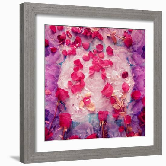 Photomontage of Red Roses and Floralen Ornaments-Alaya Gadeh-Framed Photographic Print