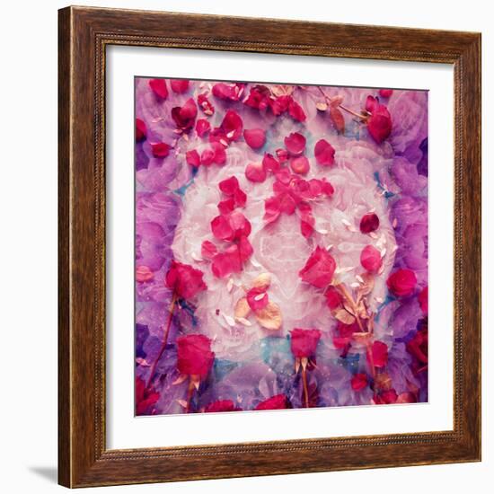 Photomontage of Red Roses and Floralen Ornaments-Alaya Gadeh-Framed Photographic Print