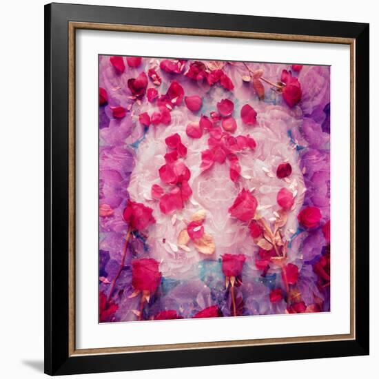 Photomontage of Red Roses and Floralen Ornaments-Alaya Gadeh-Framed Photographic Print