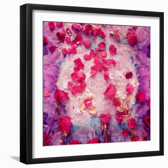 Photomontage of Red Roses and Floralen Ornaments-Alaya Gadeh-Framed Photographic Print