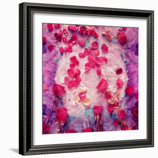 Photomontage of Red Roses and Floralen Ornaments-Alaya Gadeh-Framed Photographic Print