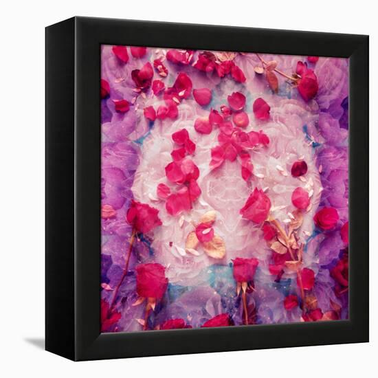 Photomontage of Red Roses and Floralen Ornaments-Alaya Gadeh-Framed Premier Image Canvas