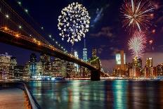 Fireworks over Manhattan, New York City.-photovs-Framed Photographic Print