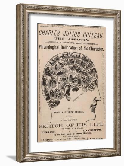 Phrenological Chart of the Brain of Charles J. Guiteau, Assassin of President James Garfield, 1880s-null-Framed Art Print