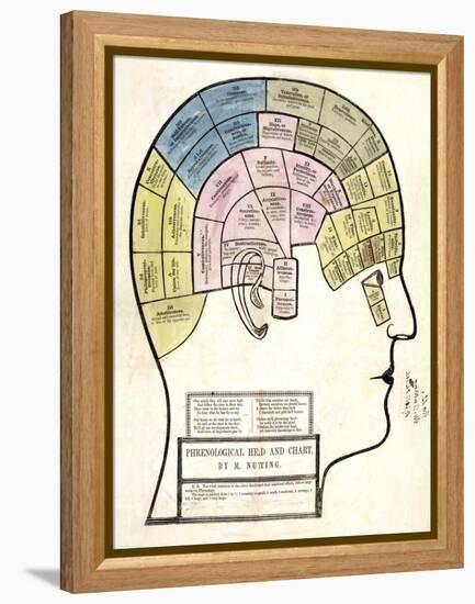 Phrenological Head and Chart, Pub. 1857 (Colour Litho)-English School-Framed Premier Image Canvas