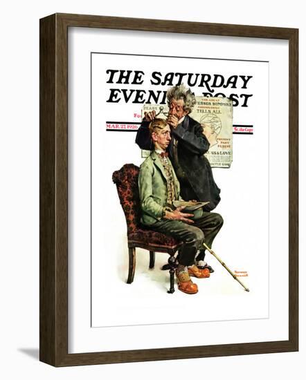 "Phrenologist" Saturday Evening Post Cover, March 27,1926-Norman Rockwell-Framed Giclee Print