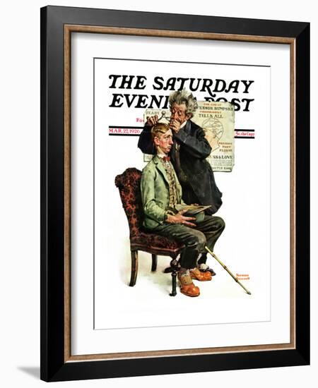 "Phrenologist" Saturday Evening Post Cover, March 27,1926-Norman Rockwell-Framed Giclee Print