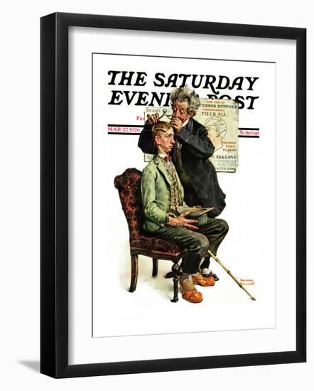 "Phrenologist" Saturday Evening Post Cover, March 27,1926-Norman Rockwell-Framed Giclee Print