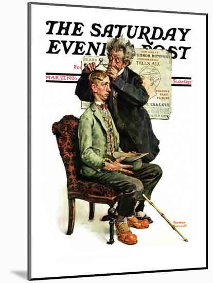 "Phrenologist" Saturday Evening Post Cover, March 27,1926-Norman Rockwell-Mounted Giclee Print