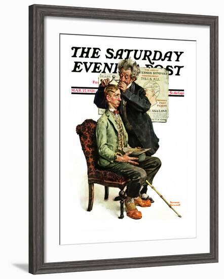 "Phrenologist" Saturday Evening Post Cover, March 27,1926-Norman Rockwell-Framed Giclee Print