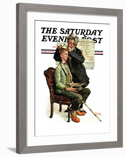 "Phrenologist" Saturday Evening Post Cover, March 27,1926-Norman Rockwell-Framed Giclee Print