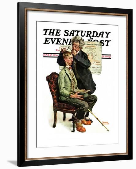 "Phrenologist" Saturday Evening Post Cover, March 27,1926-Norman Rockwell-Framed Giclee Print