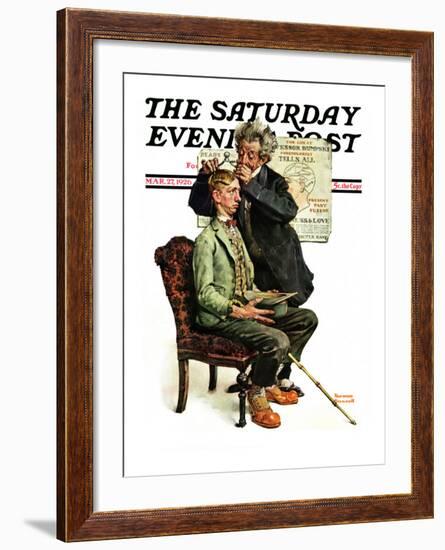 "Phrenologist" Saturday Evening Post Cover, March 27,1926-Norman Rockwell-Framed Giclee Print