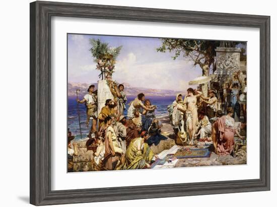 Phryne at the Festival of Poseidon, God of the Seas-Siemiradzki Henryk-Framed Giclee Print