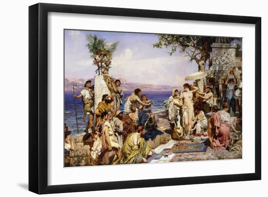 Phryne at the Festival of Poseidon, God of the Seas-Siemiradzki Henryk-Framed Giclee Print