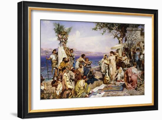 Phryne at the Festival of Poseidon, God of the Seas-Siemiradzki Henryk-Framed Giclee Print