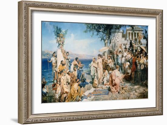 Phryne at the Festival of Poseidon in Eleusin-Henryk Siemieradzki-Framed Giclee Print