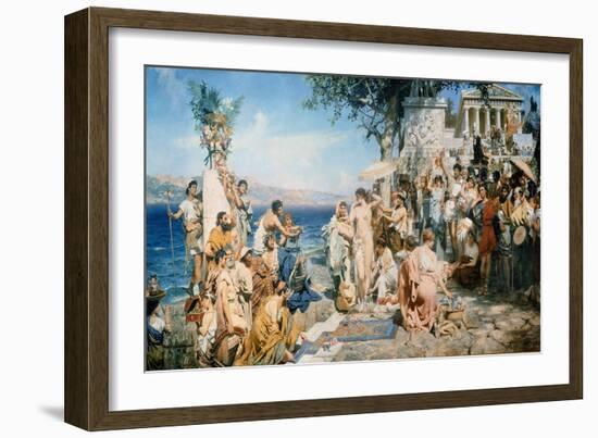 Phryne at the Festival of Poseidon in Eleusin-Henryk Siemieradzki-Framed Giclee Print