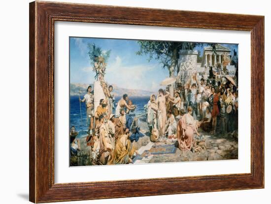 Phryne at the Festival of Poseidon in Eleusin-Henryk Siemieradzki-Framed Giclee Print