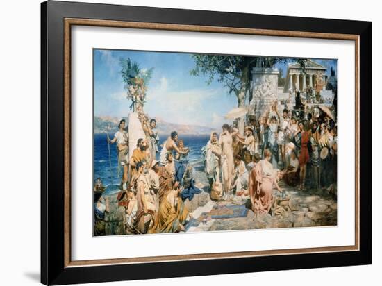 Phryne at the Festival of Poseidon in Eleusin-Henryk Siemieradzki-Framed Giclee Print