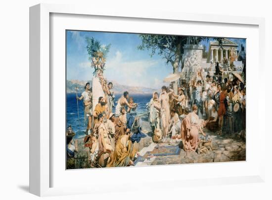 Phryne at the Festival of Poseidon in Eleusin-Henryk Siemieradzki-Framed Giclee Print