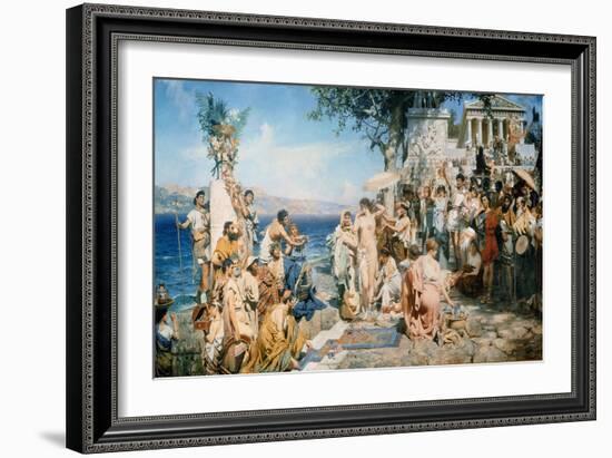 Phryne at the Festival of Poseidon in Eleusin-Henryk Siemieradzki-Framed Giclee Print