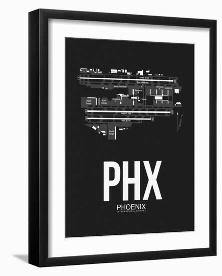 PHX Phoenix Airport Black-NaxArt-Framed Art Print