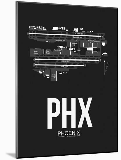 PHX Phoenix Airport Black-NaxArt-Mounted Art Print