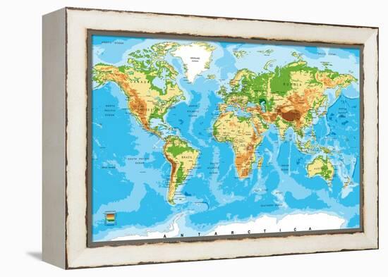 Physical Map of the World-Serban Bogdan-Framed Stretched Canvas