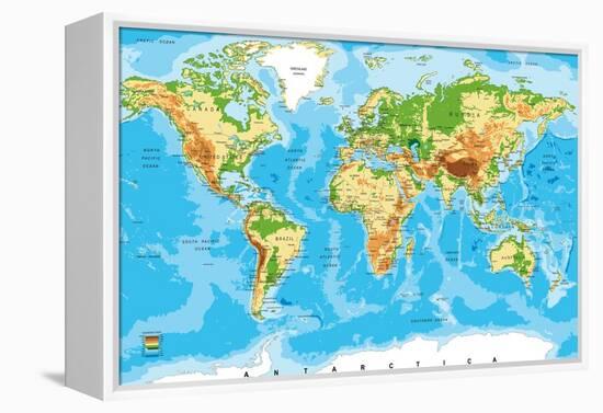 Physical Map of the World-Serban Bogdan-Framed Stretched Canvas