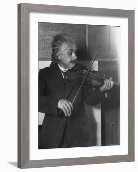 Physicist Albert Einstein Photographed by E. O. Hoppe Playing Violin-Emil Otto Hoppé-Framed Premium Photographic Print
