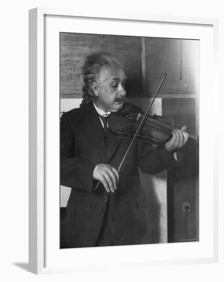 Physicist Albert Einstein Photographed by E. O. Hoppe Playing Violin-Emil Otto Hoppé-Framed Premium Photographic Print