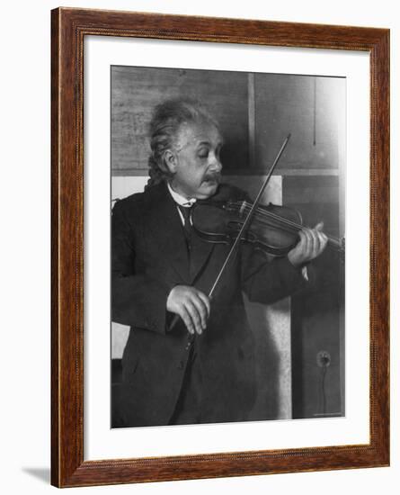 Physicist Albert Einstein Photographed by E. O. Hoppe Playing Violin-Emil Otto Hoppé-Framed Premium Photographic Print