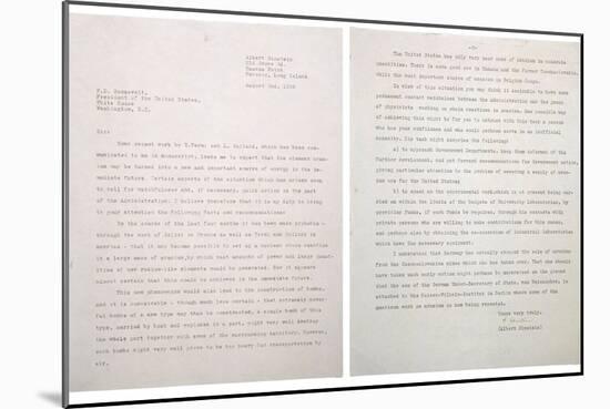 Physicist Albert Einstein's Letter to President Franklin Roosevelt, Aug. 2, 1939-null-Mounted Premium Photographic Print