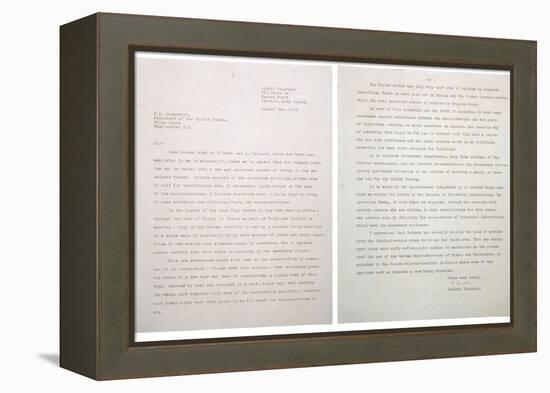 Physicist Albert Einstein's Letter to President Franklin Roosevelt, Aug. 2, 1939-null-Framed Stretched Canvas