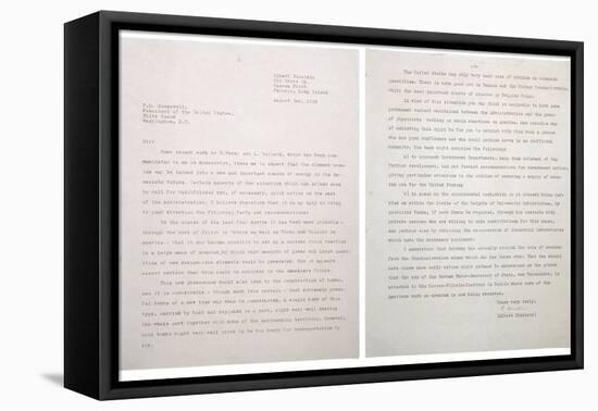 Physicist Albert Einstein's Letter to President Franklin Roosevelt, Aug. 2, 1939-null-Framed Stretched Canvas