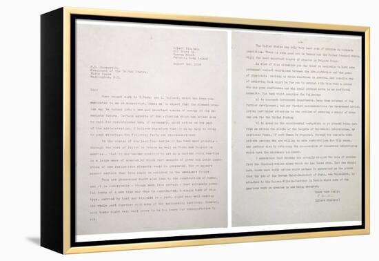Physicist Albert Einstein's Letter to President Franklin Roosevelt, Aug. 2, 1939-null-Framed Stretched Canvas