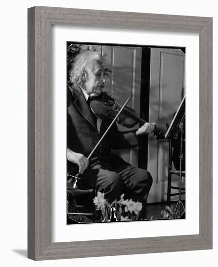 Physicist Dr. Albert Einstein Practicing His Beloved Violin-Hansel Mieth-Framed Photographic Print