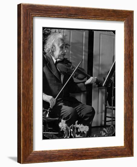 Physicist Dr. Albert Einstein Practicing His Beloved Violin-Hansel Mieth-Framed Photographic Print