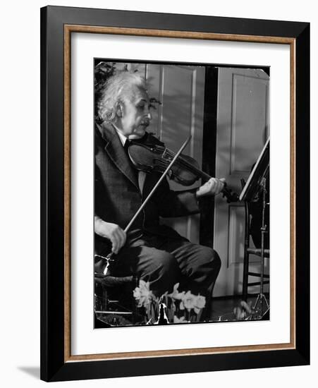 Physicist Dr. Albert Einstein Practicing His Beloved Violin-Hansel Mieth-Framed Photographic Print