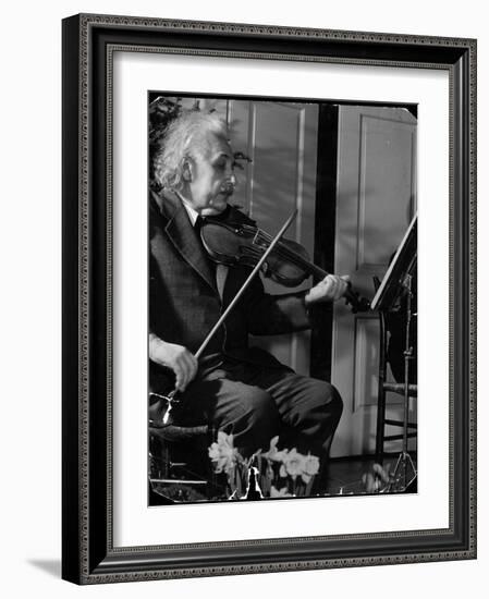 Physicist Dr. Albert Einstein Practicing His Beloved Violin-Hansel Mieth-Framed Photographic Print