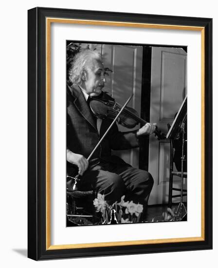 Physicist Dr. Albert Einstein Practicing His Beloved Violin-Hansel Mieth-Framed Photographic Print