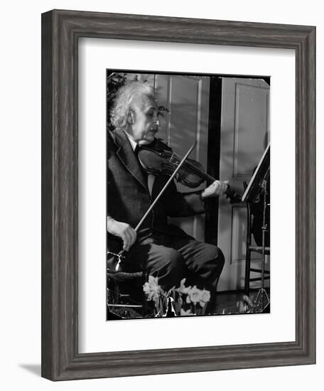 Physicist Dr. Albert Einstein Practicing His Beloved Violin-Hansel Mieth-Framed Photographic Print